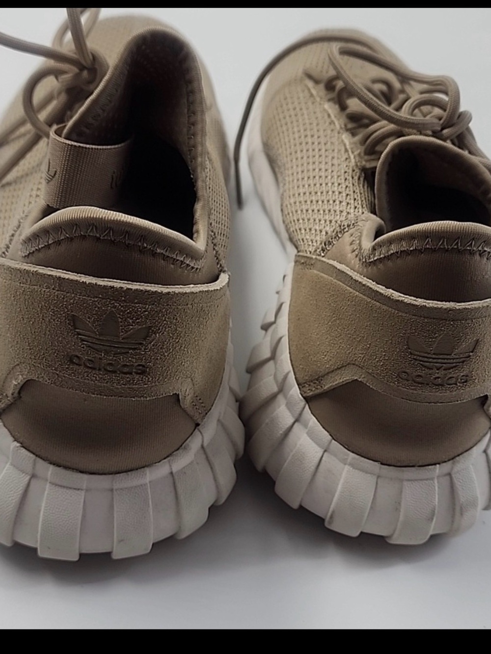 adidas Men's Taupe Knit Sneakers with White Sole size 10 - Picture 6 of 7